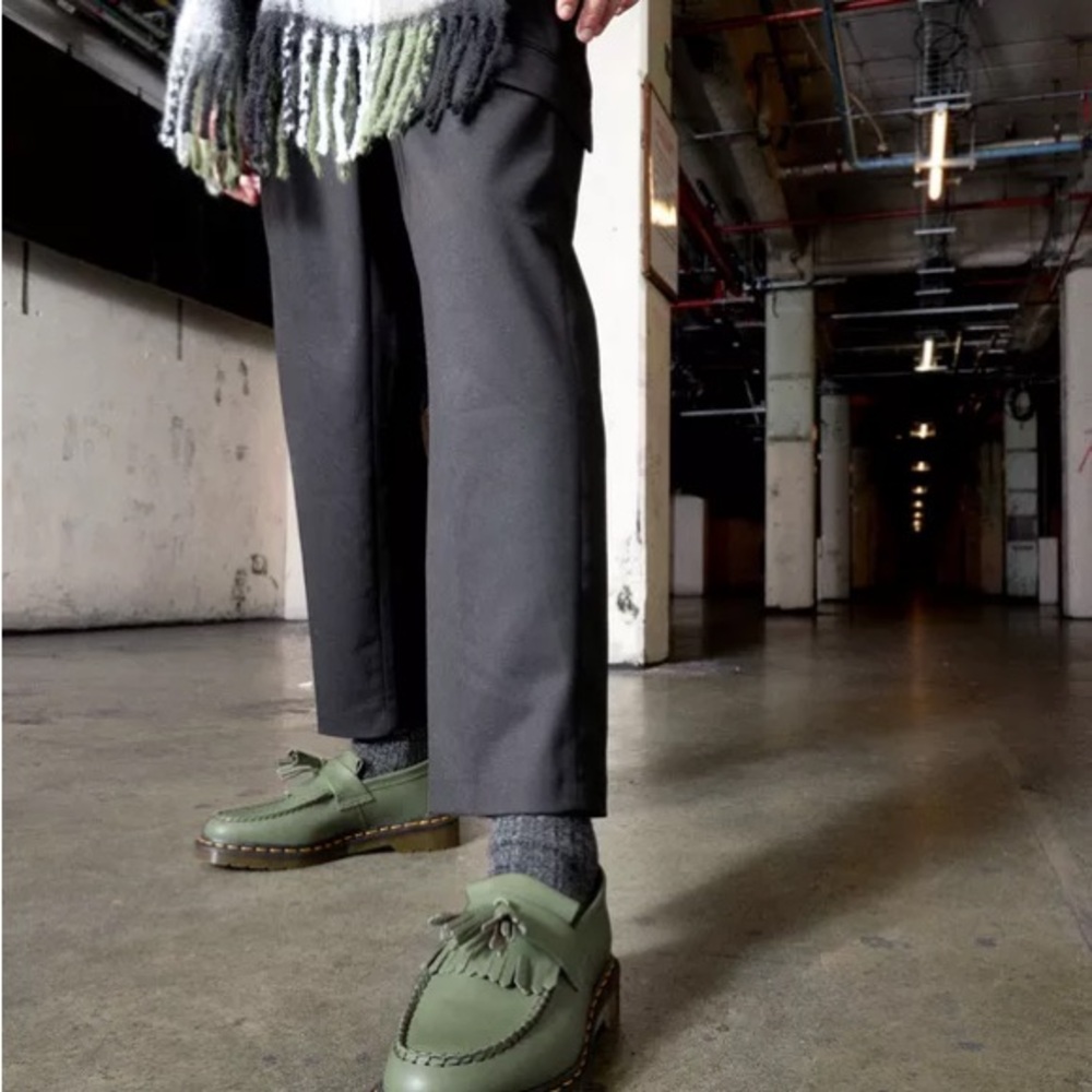 Dr. Martens Adrian Tassel Leather Loafers in Khaki Green